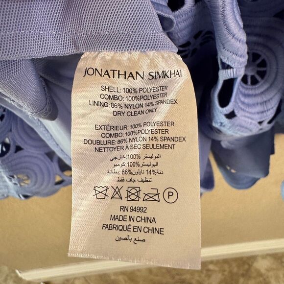 NWT Jonathan Simkhai Mercy Circle Lace Dress Womens Size 8 Blue Hydrangea Mini - Picture 7 of 14